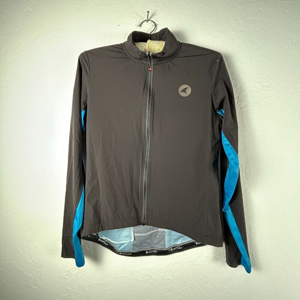 Pactimo Womens Size XL Colorblock Full-Zip Cycling Jersey Long Sleeve Black/Blue